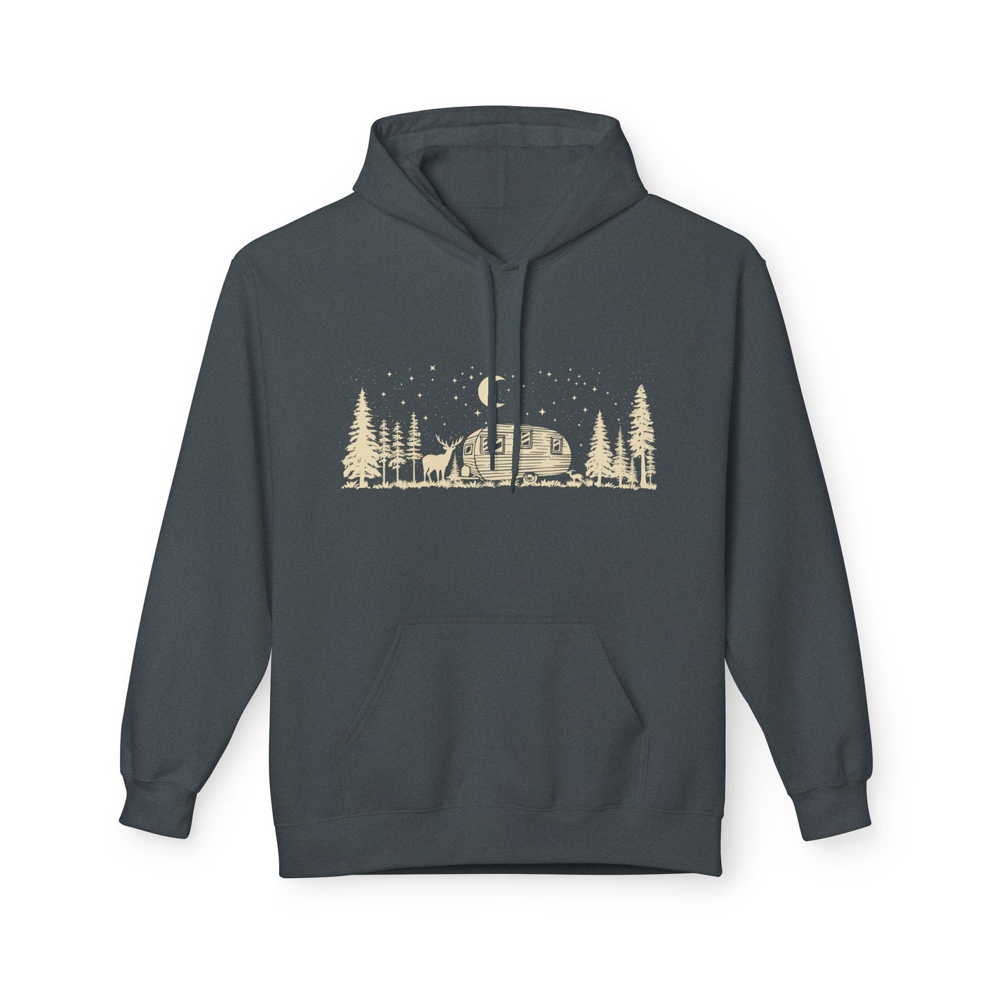 Camping Night Scene Midweight Softstyle Fleece Hoodie