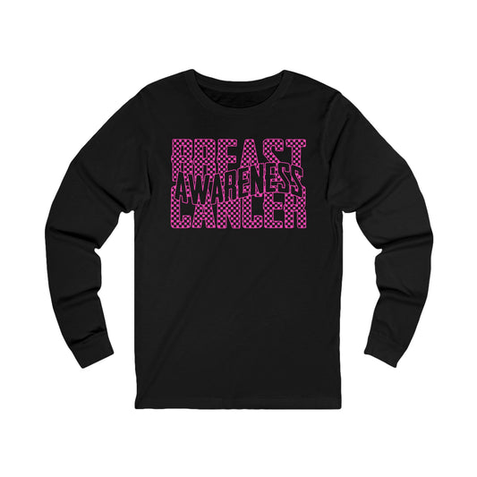 Retro Breast Cancer Awareness Jersey Long Sleeve Tee