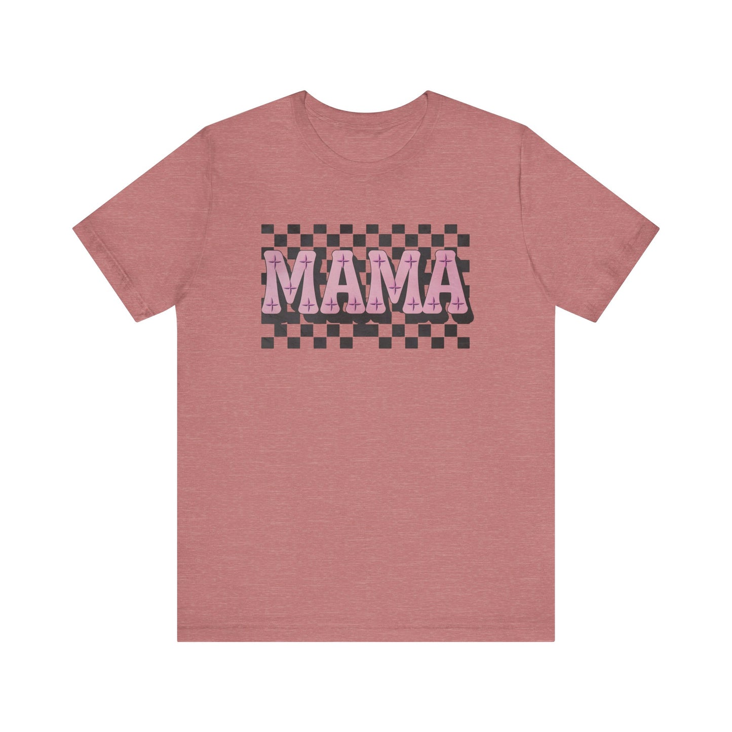 Mama Checkered Background Jersey Short Sleeve Tee