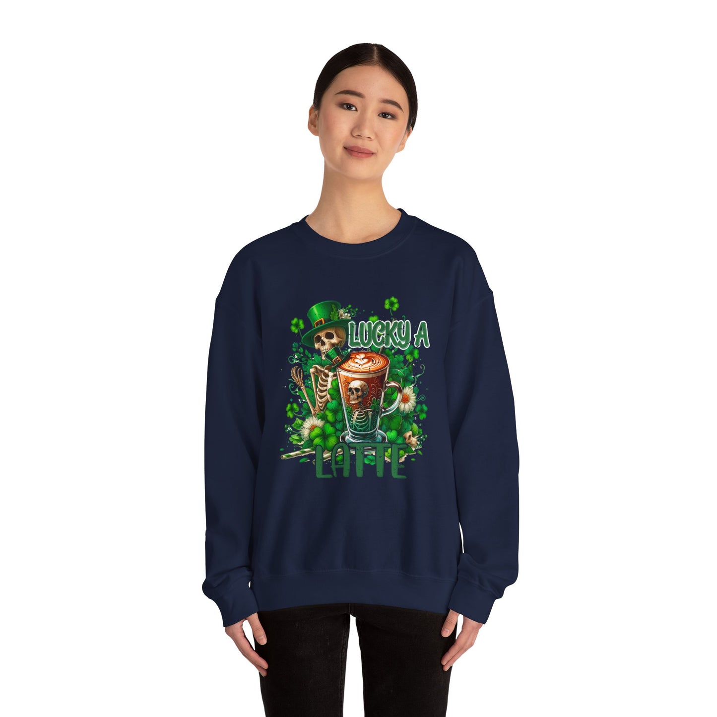 Lucky A Latte Skeleton Heavy Blend™ Crewneck Sweatshirt