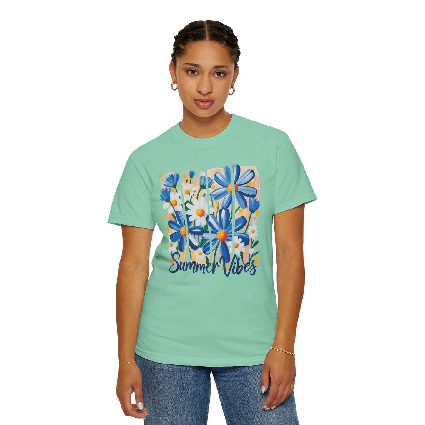Blue Daisy Summer Vibes Garment-Dyed T-shirt