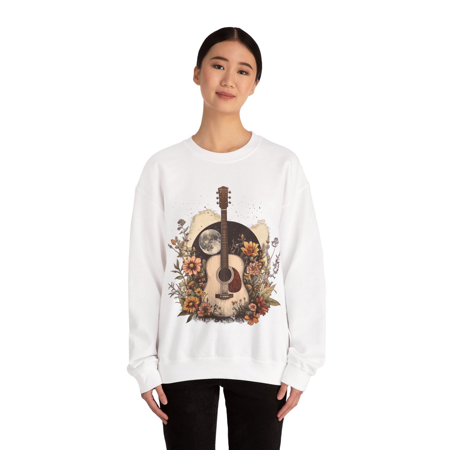 Moon and Guitar  Heavy Blend™ Crewneck Sweatshirt