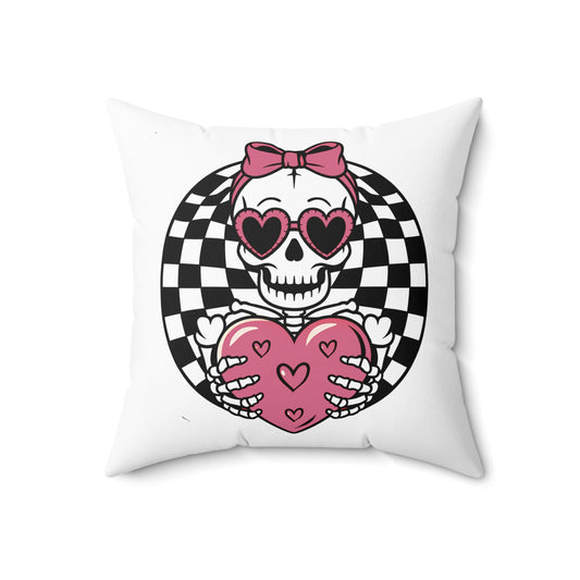 Retro Skellie Love Spun Polyester Square Pillow