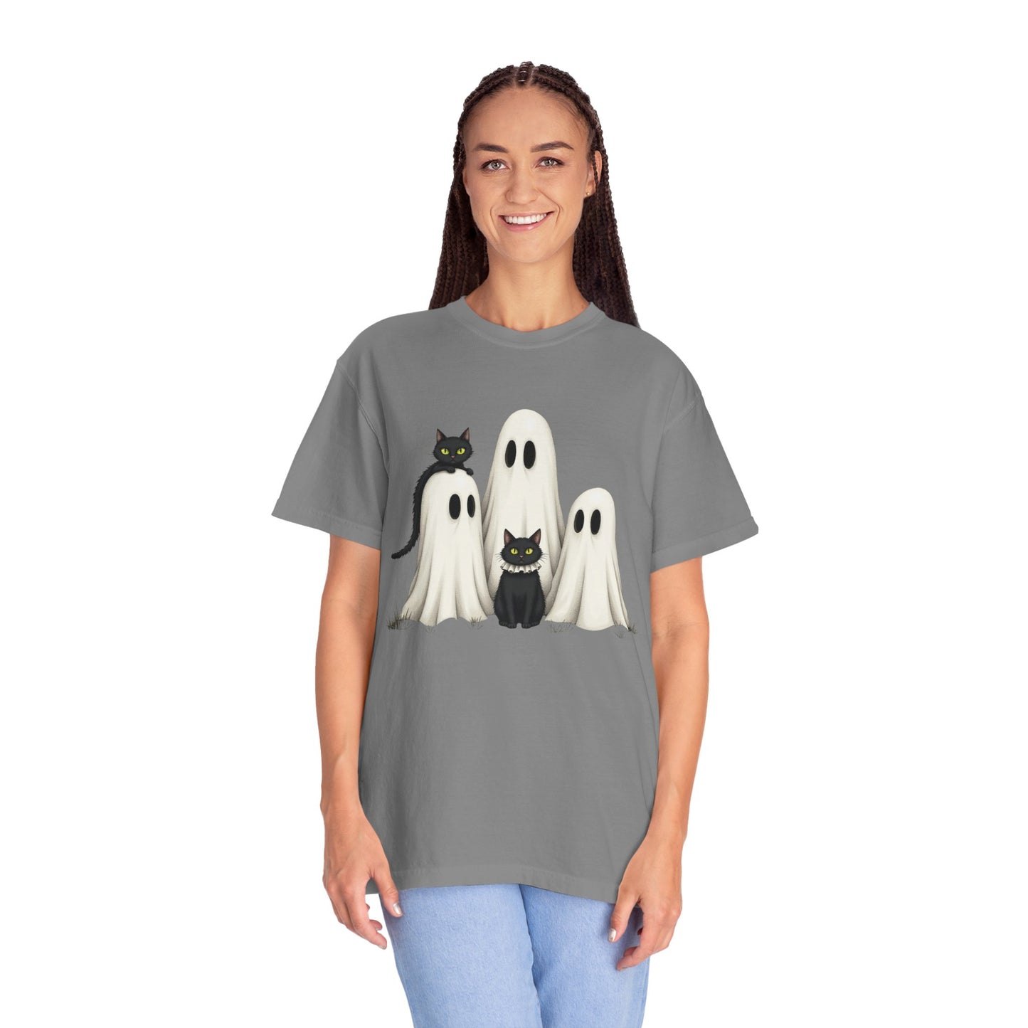 Black Cat and Ghosts  Garment-Dyed T-shirt