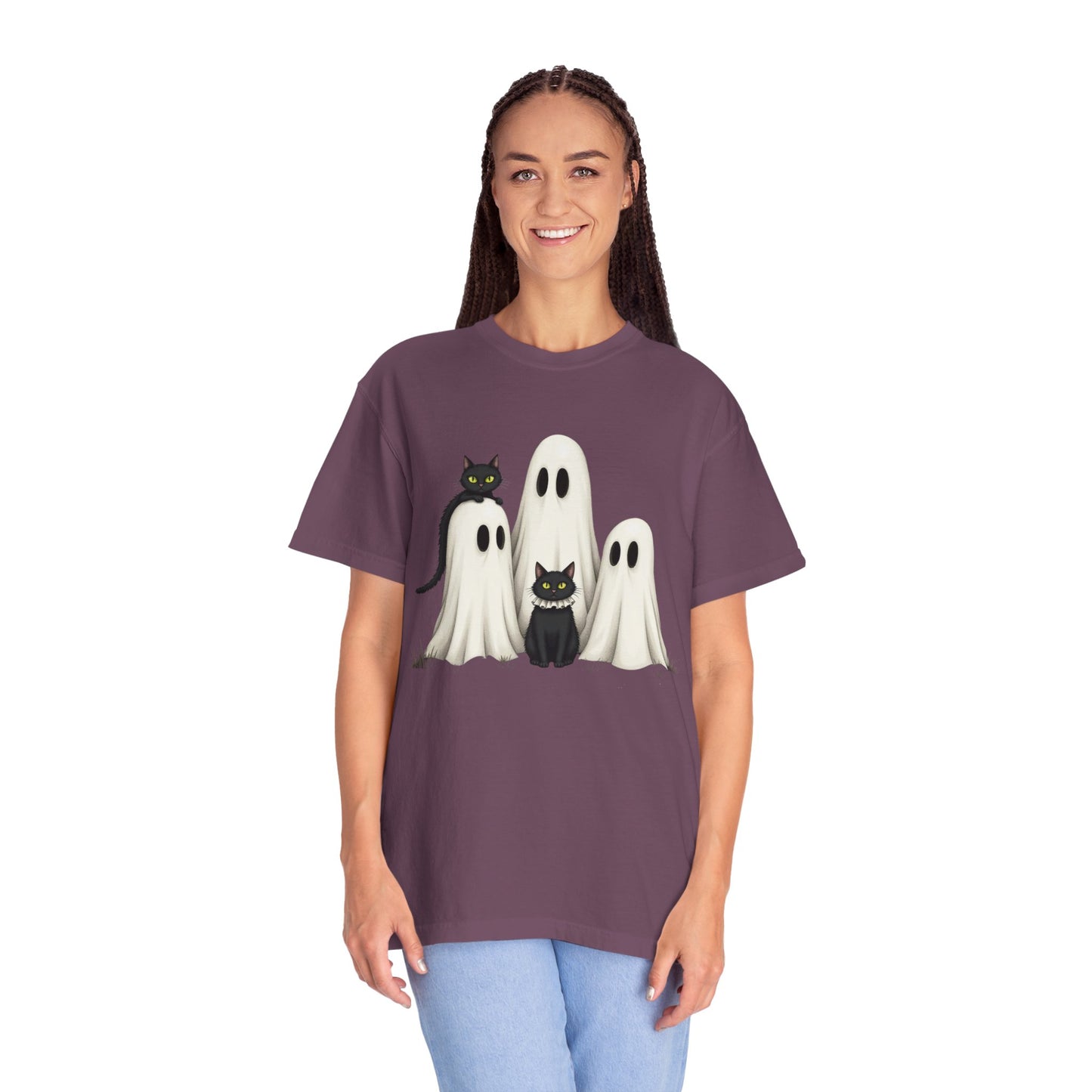Black Cat and Ghosts  Garment-Dyed T-shirt