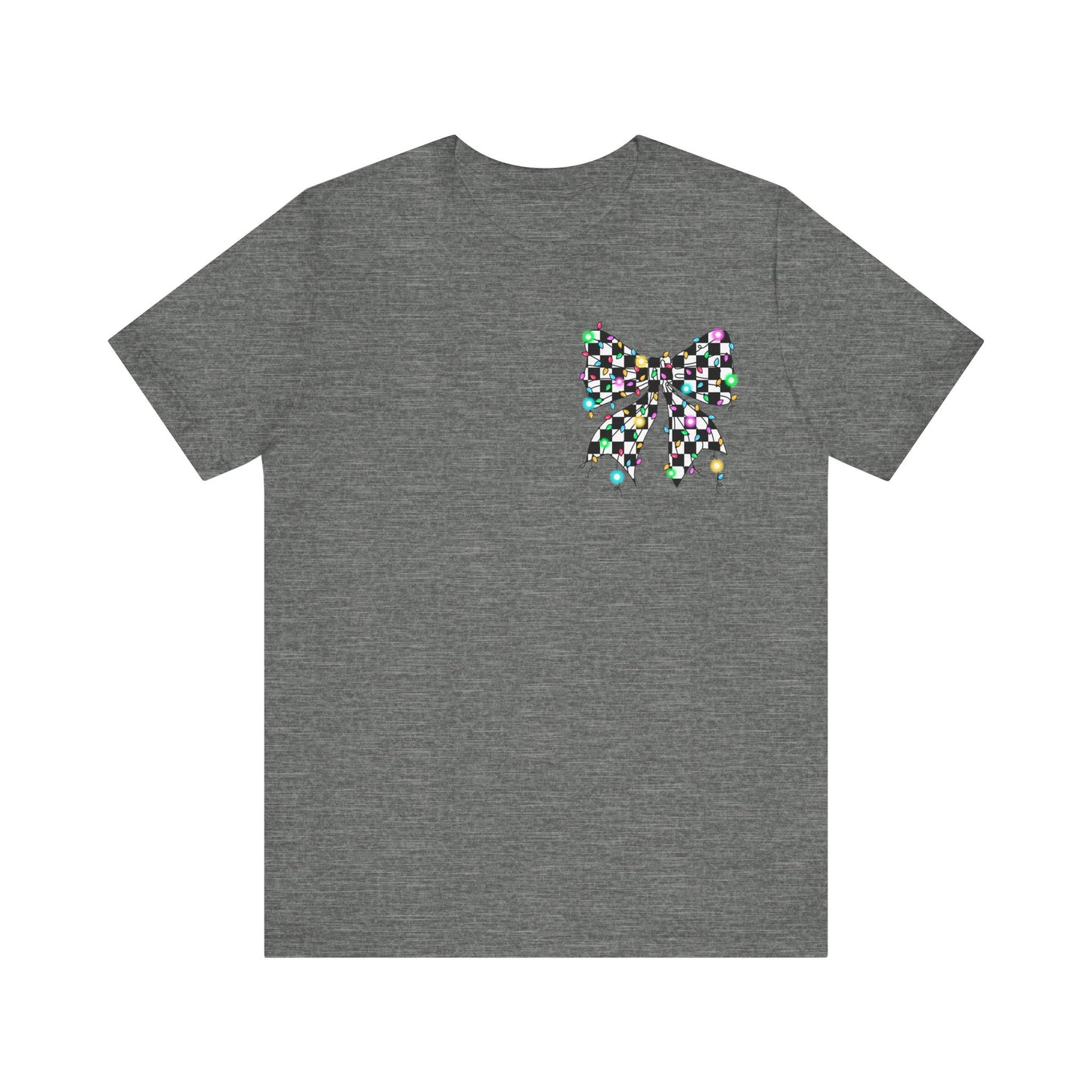 Checkered Lighted Bow Jersey Short Sleeve Tee