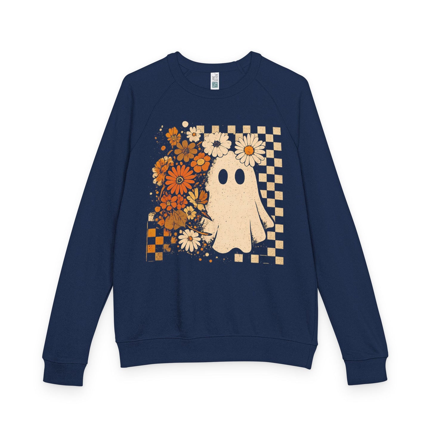 Checkered Ghost French Terry Raglan Crewneck