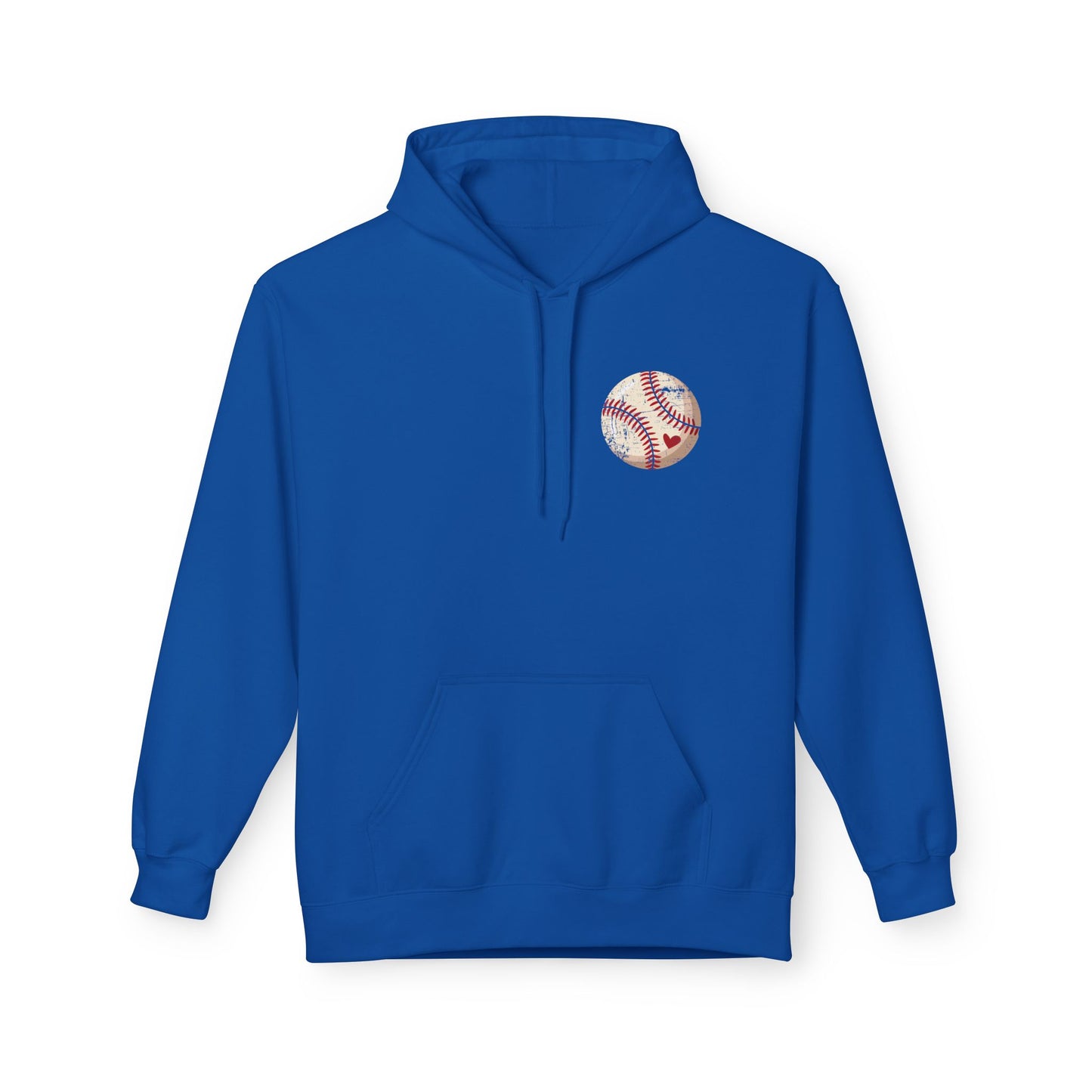 Distressed Baseball Heart Pocket Midweight Softstyle Fleece Hoodie