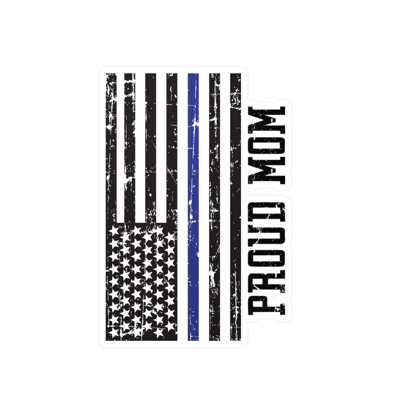 Proud Mom Blue Line Flag Kiss-Cut Vinyl Decals