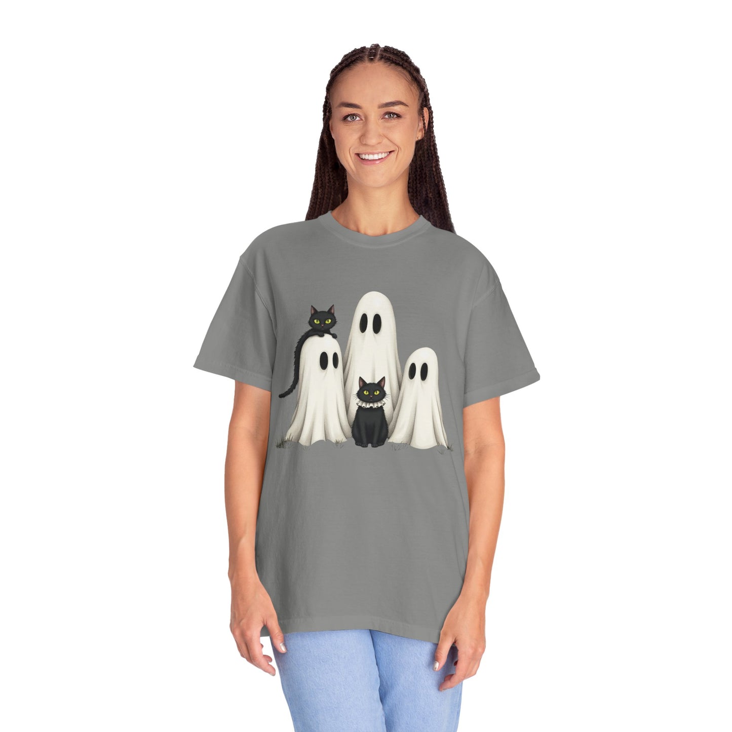 Black Cat and Ghosts  Garment-Dyed T-shirt