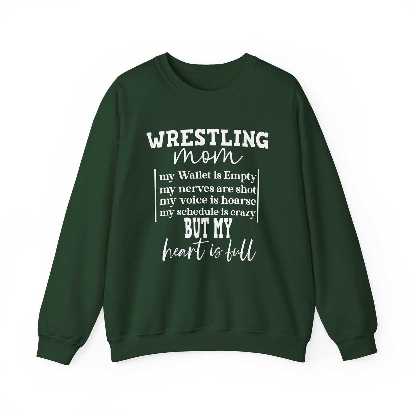 Wrestling Mom Heart Is Full Heavy Blend™ Crewneck Sweatshirt
