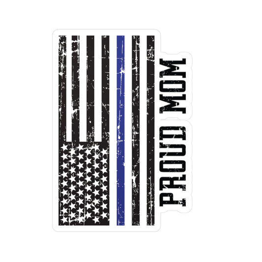 Proud Mom Blue Line Flag Kiss-Cut Vinyl Decals