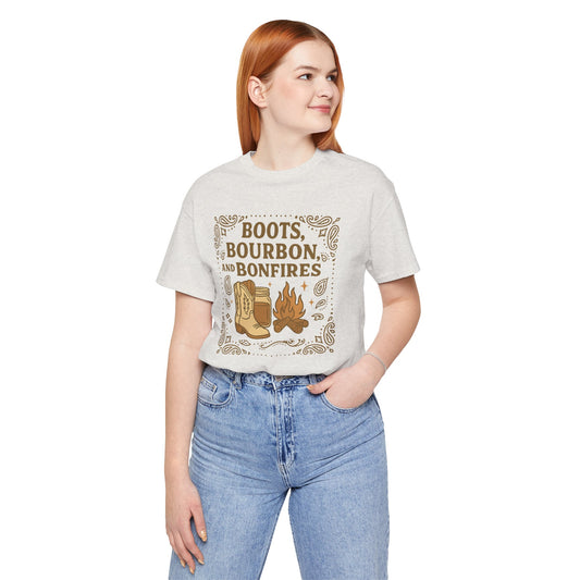 Boots Bourbon and Bonfireds Jersey Short Sleeve Tee