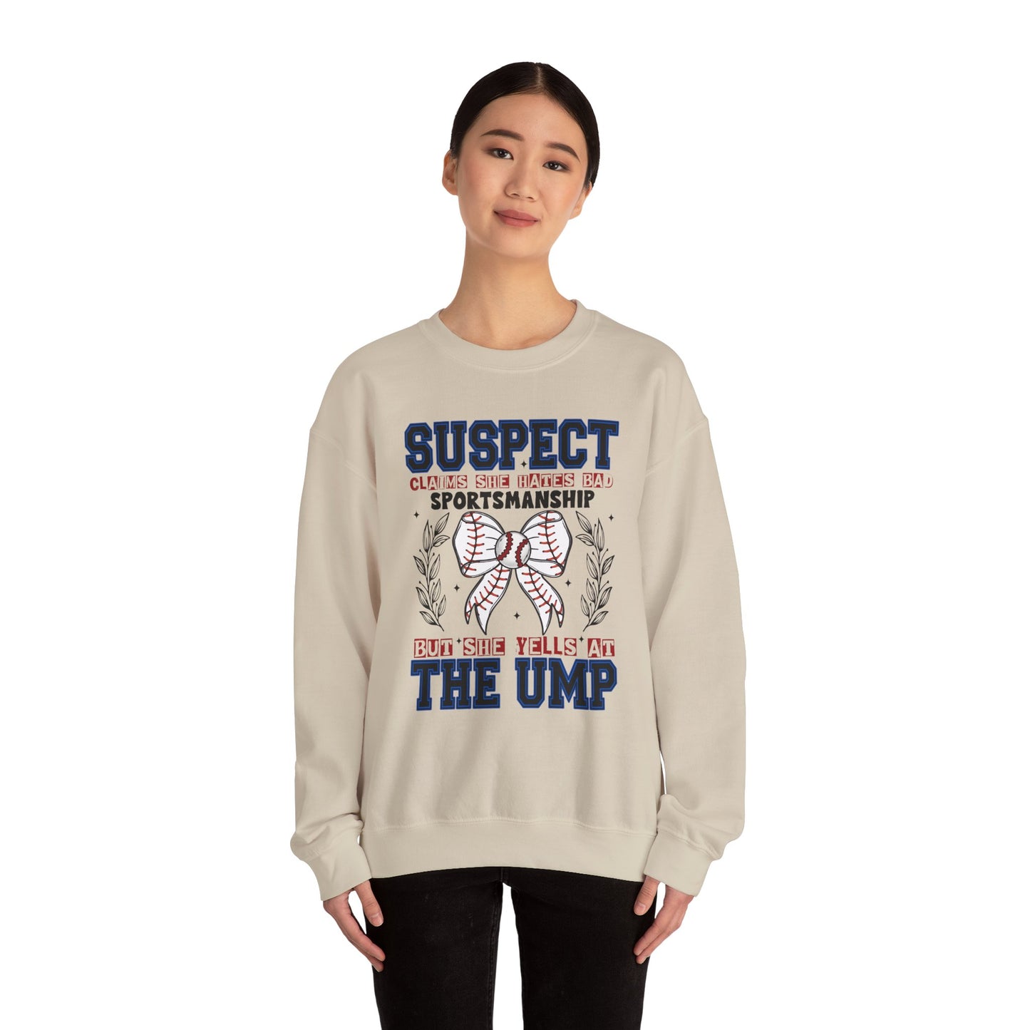 But She Yells At The Ump Heavy Blend™ Crewneck Sweatshirt