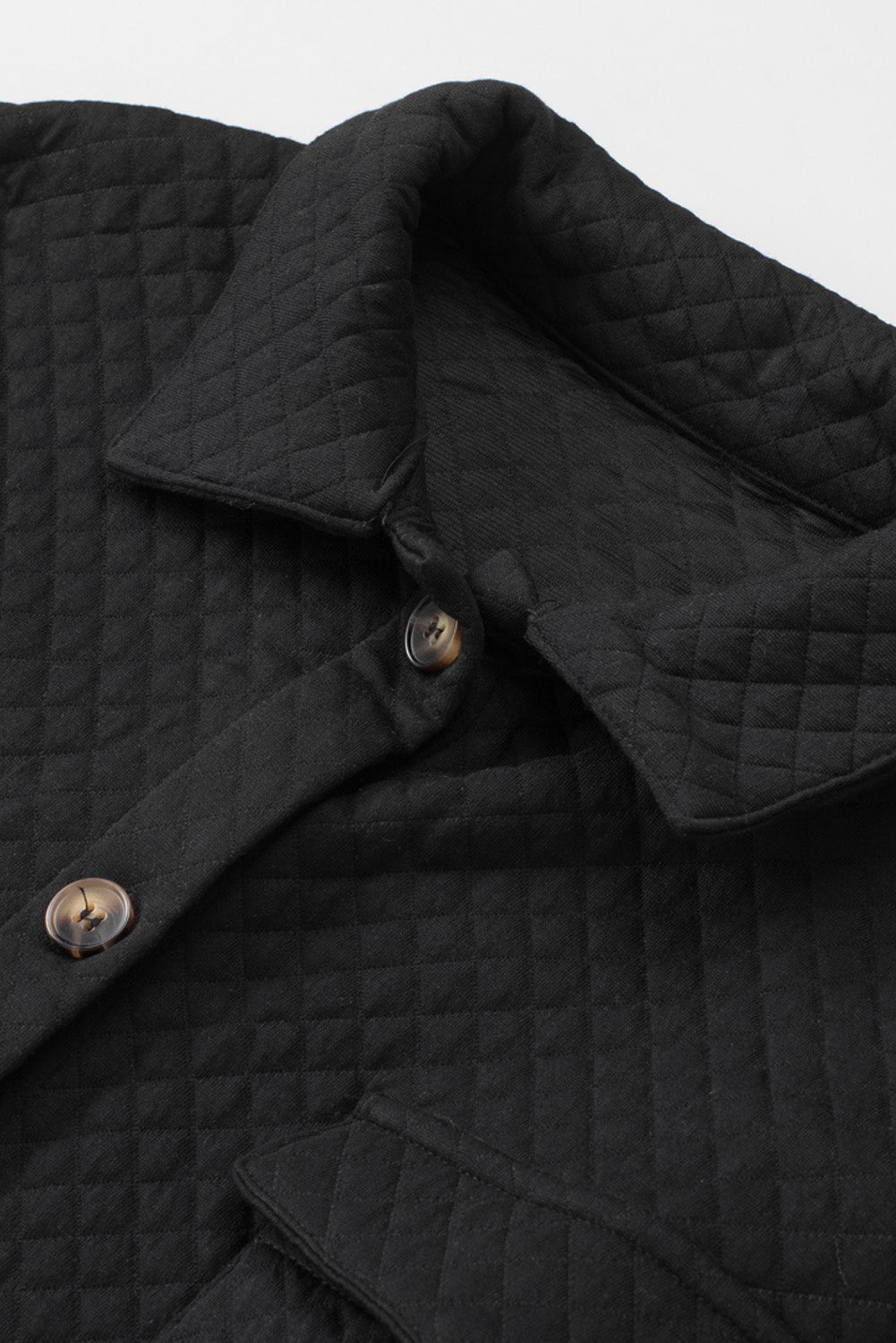 Gray Lattice Texture Retro Flap Pocket Button Shacket