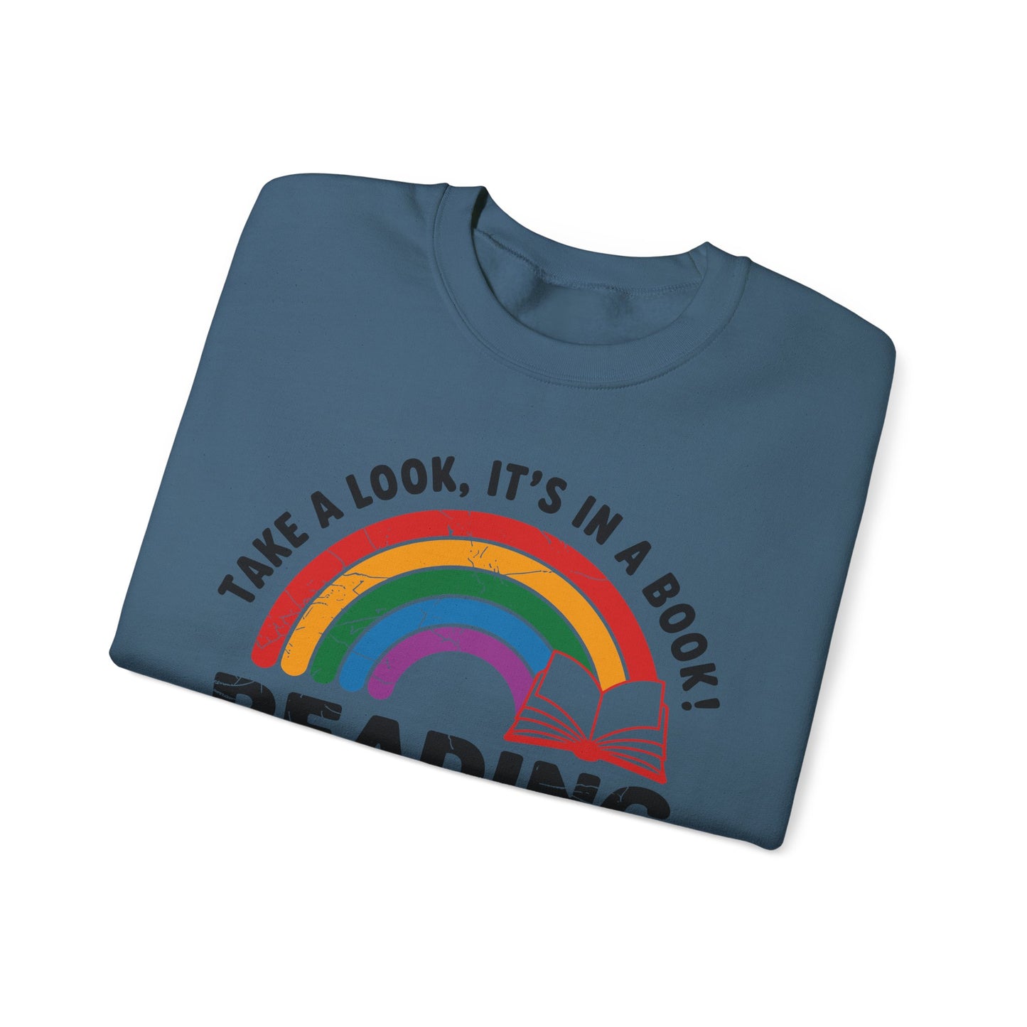 Retro Reading Rainbow Heavy Blend™ Crewneck Sweatshirt