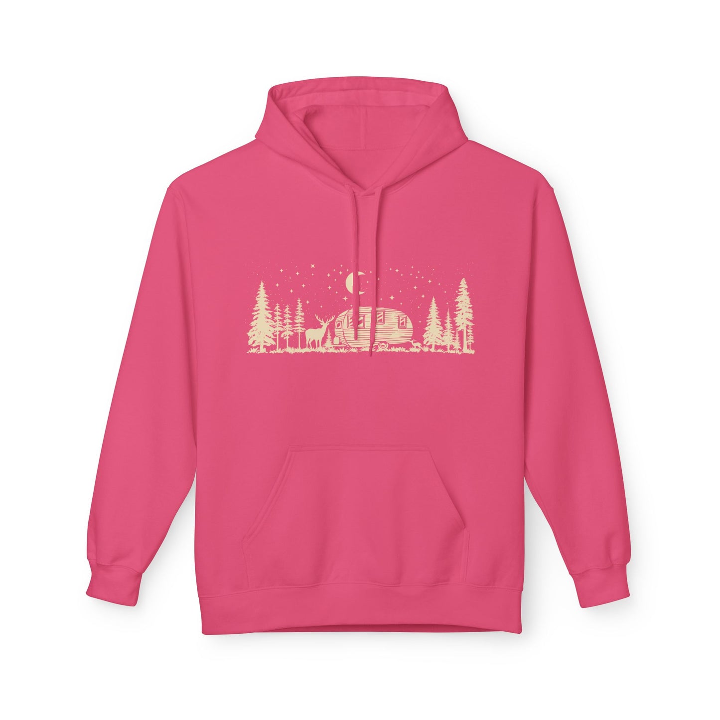 Camping Night Scene Midweight Softstyle Fleece Hoodie