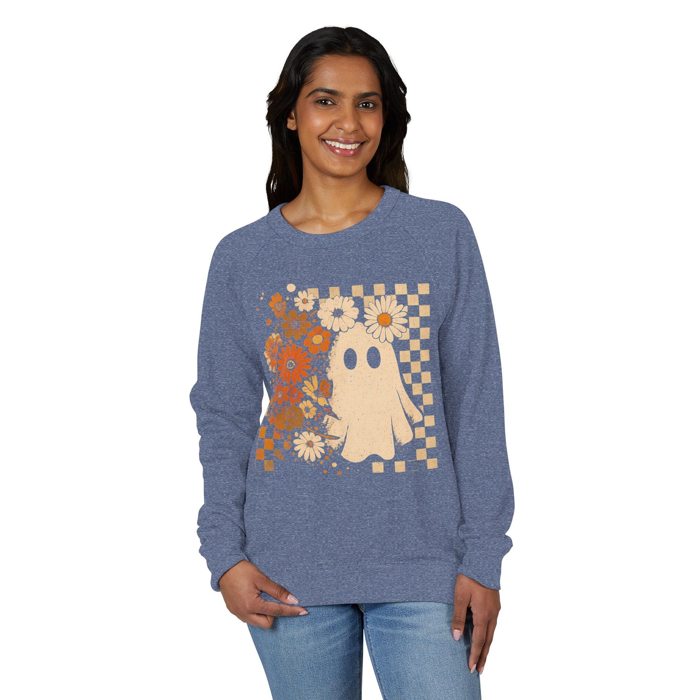 Checkered Ghost French Terry Raglan Crewneck