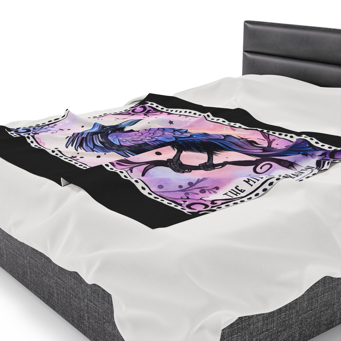 The Midnight Raven Tarot Card Velveteen Plush Blanket