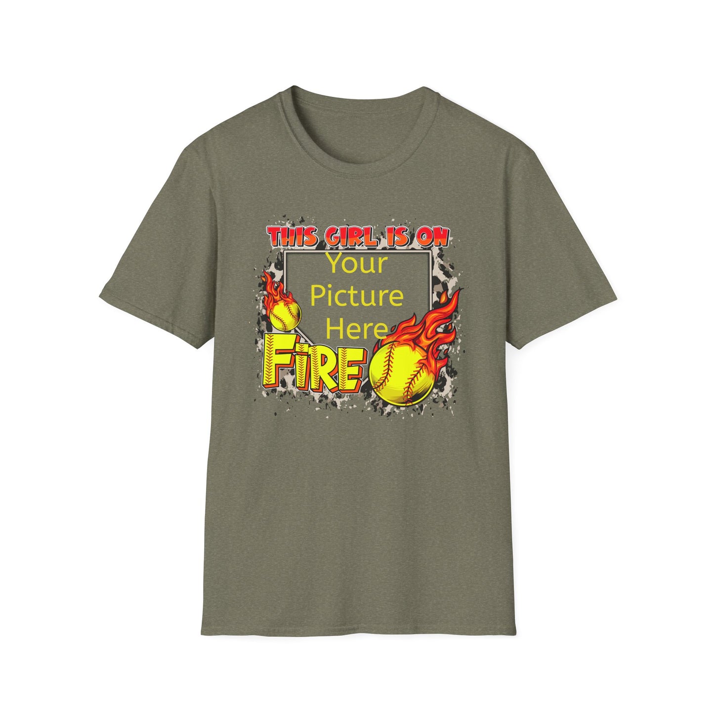 Custom Softball This Girl Is On Fire Softstyle T-Shirt