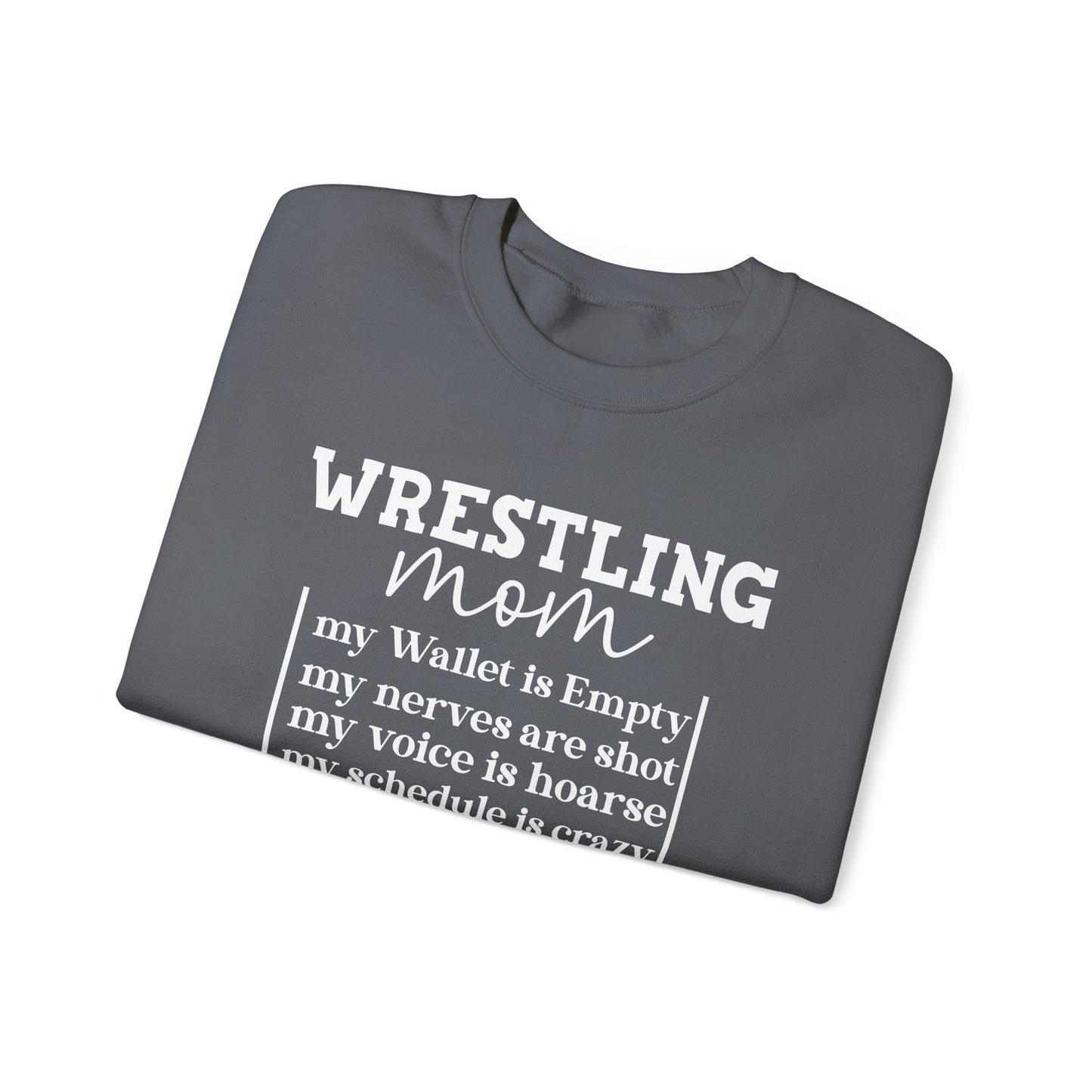 Wrestling Mom Heart Is Full Heavy Blend™ Crewneck Sweatshirt