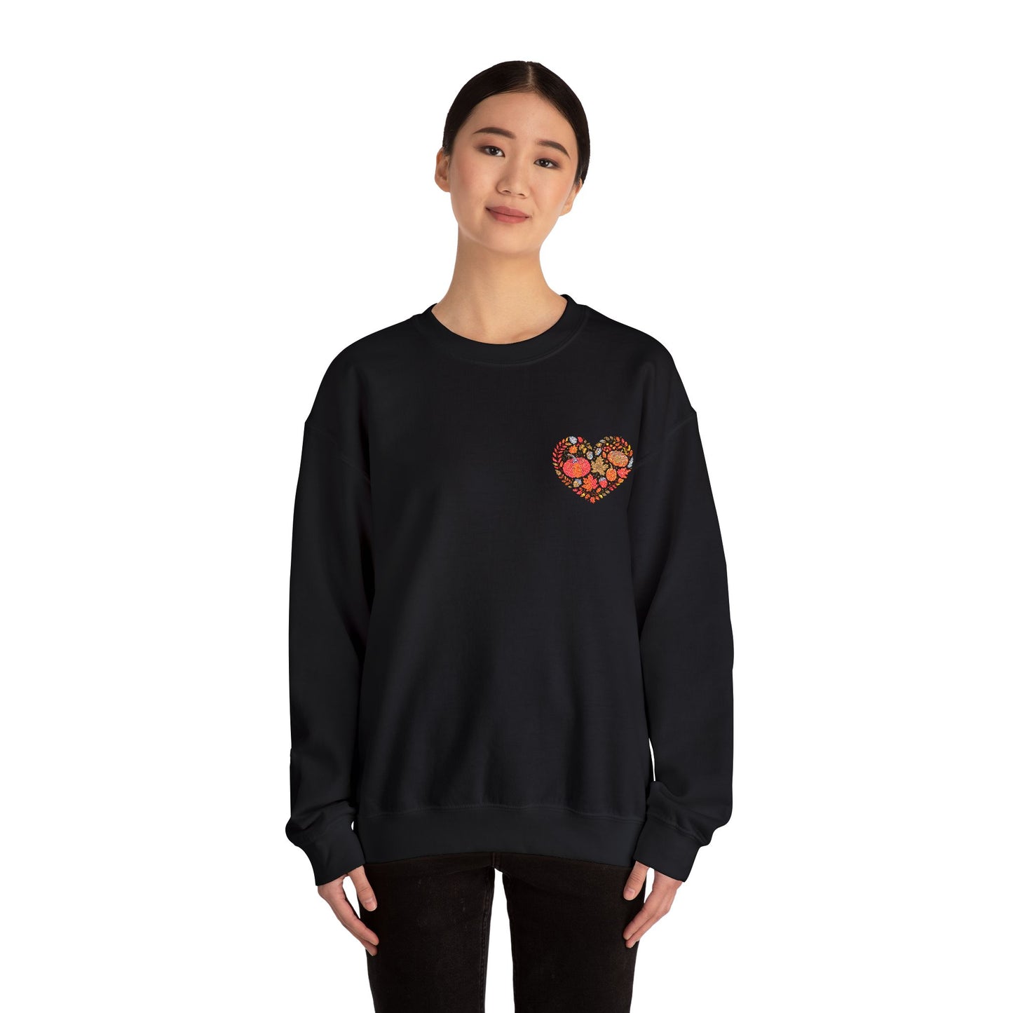 Embroidered Fall Heart Heavy Blend™ Crewneck Sweatshirt