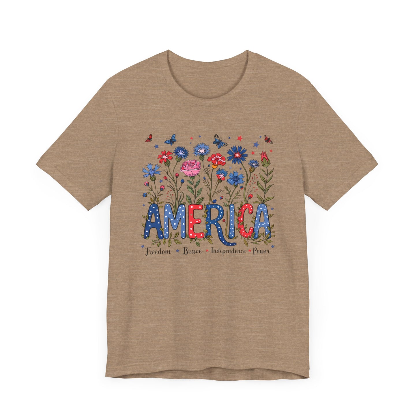 America Flowers Jersey Short Sleeve Tee