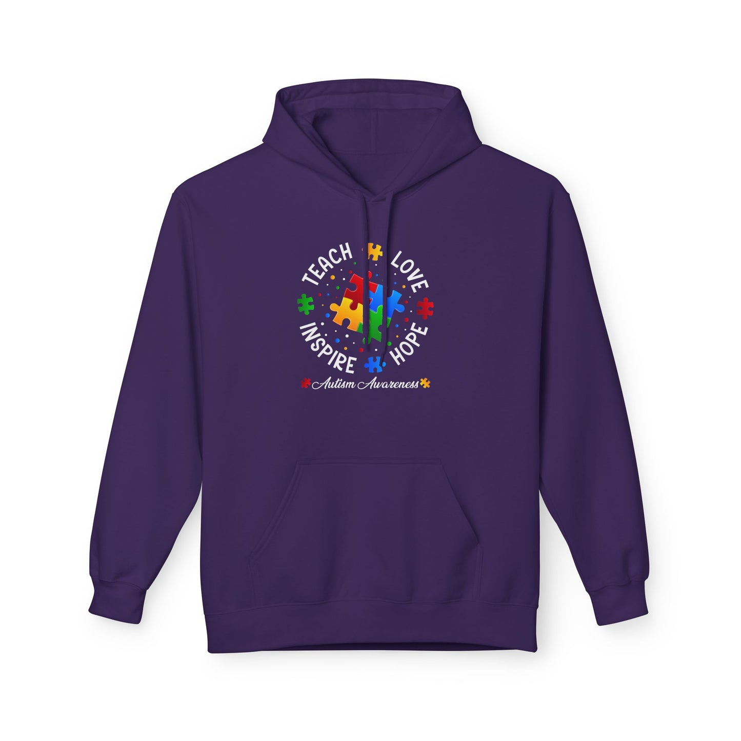 Teach Love Hope Inspire Autism Awareness Midweight Softstyle Fleece Hoodie