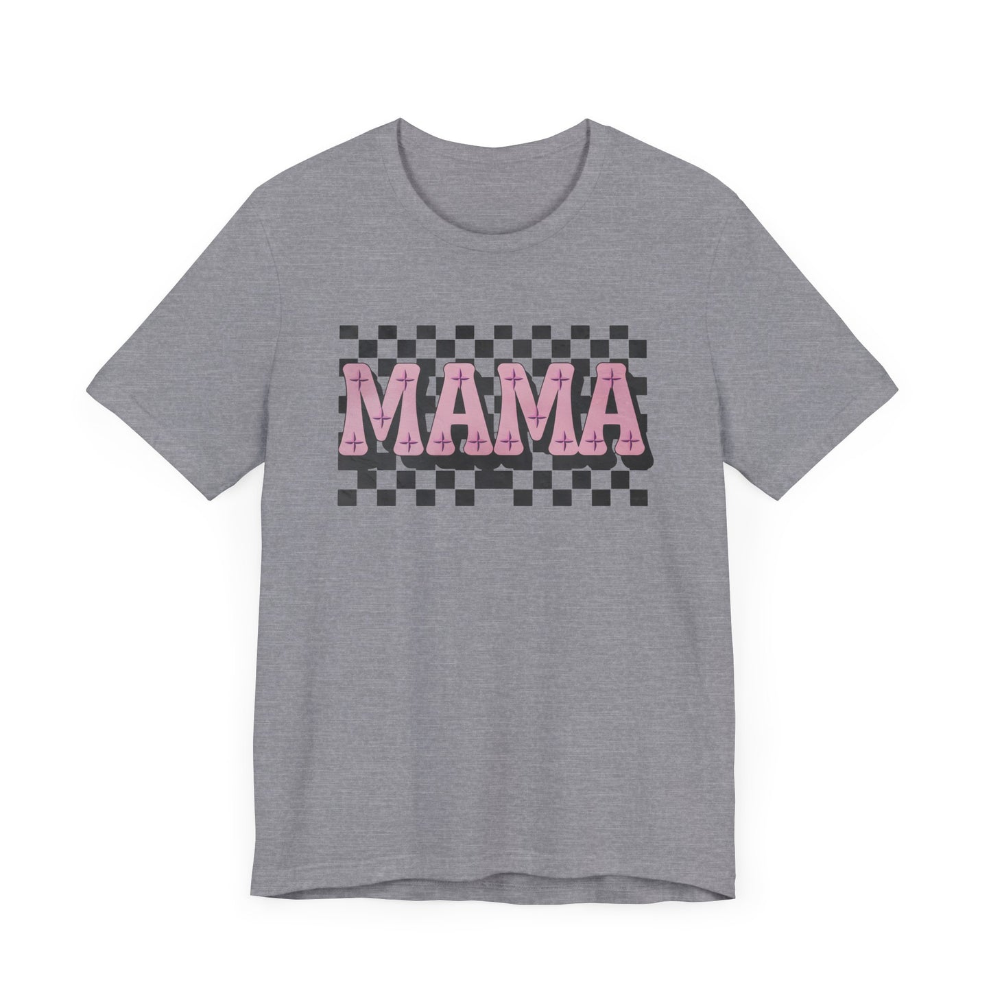 Mama Checkered Background Jersey Short Sleeve Tee