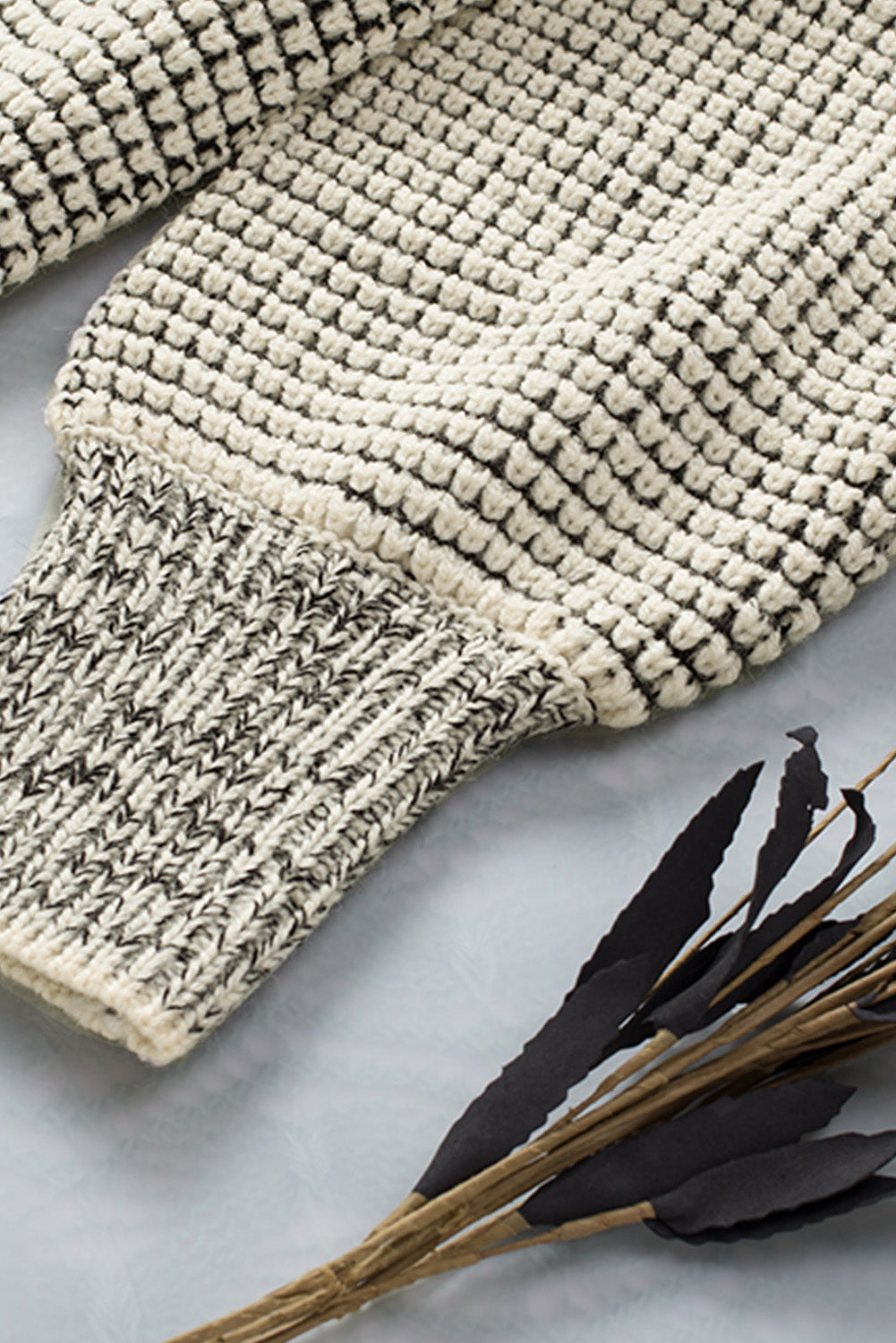 Apricot Chunky Waffle Knit Oversized Collar Cardigan