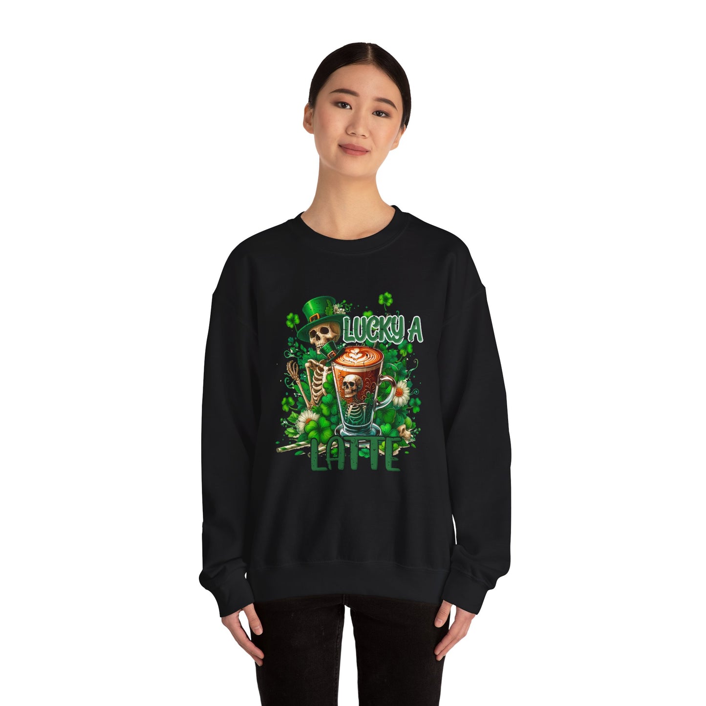 Lucky A Latte Skeleton Heavy Blend™ Crewneck Sweatshirt
