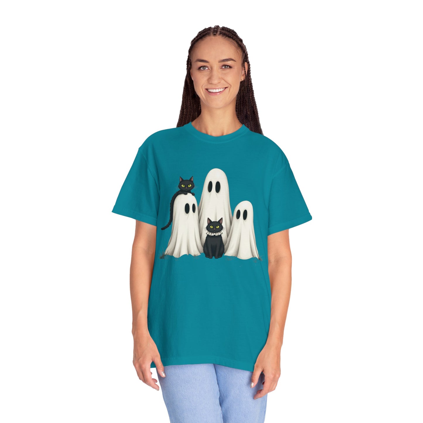 Black Cat and Ghosts  Garment-Dyed T-shirt
