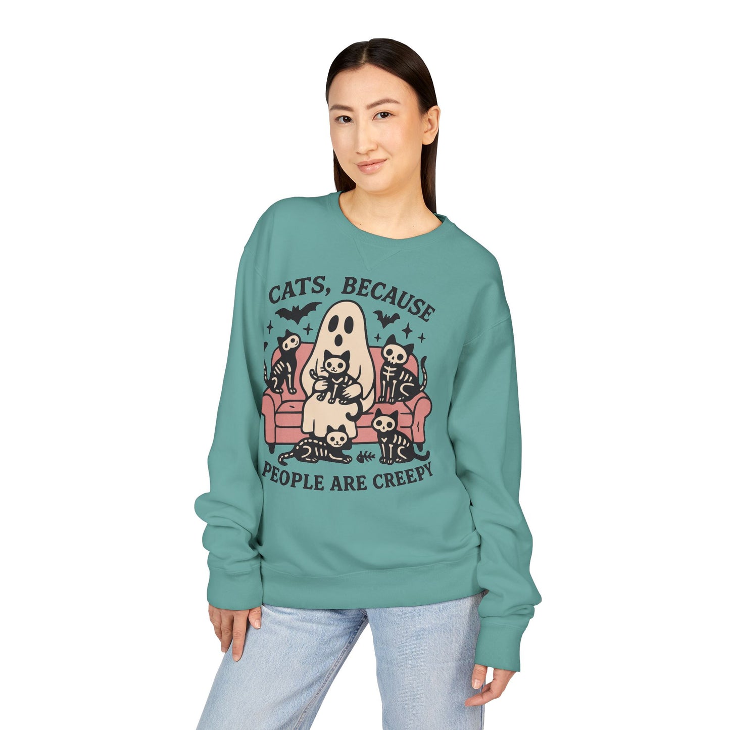 Cats Because People are Creepy ComfortWash® Garment Dyed Crewneck Sweatshirt