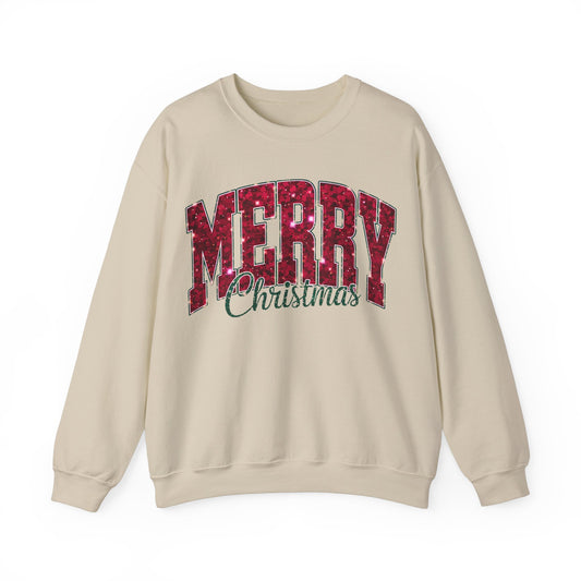 Glittery Merry Christmas Heavy Blend™ Crewneck Sweatshirt