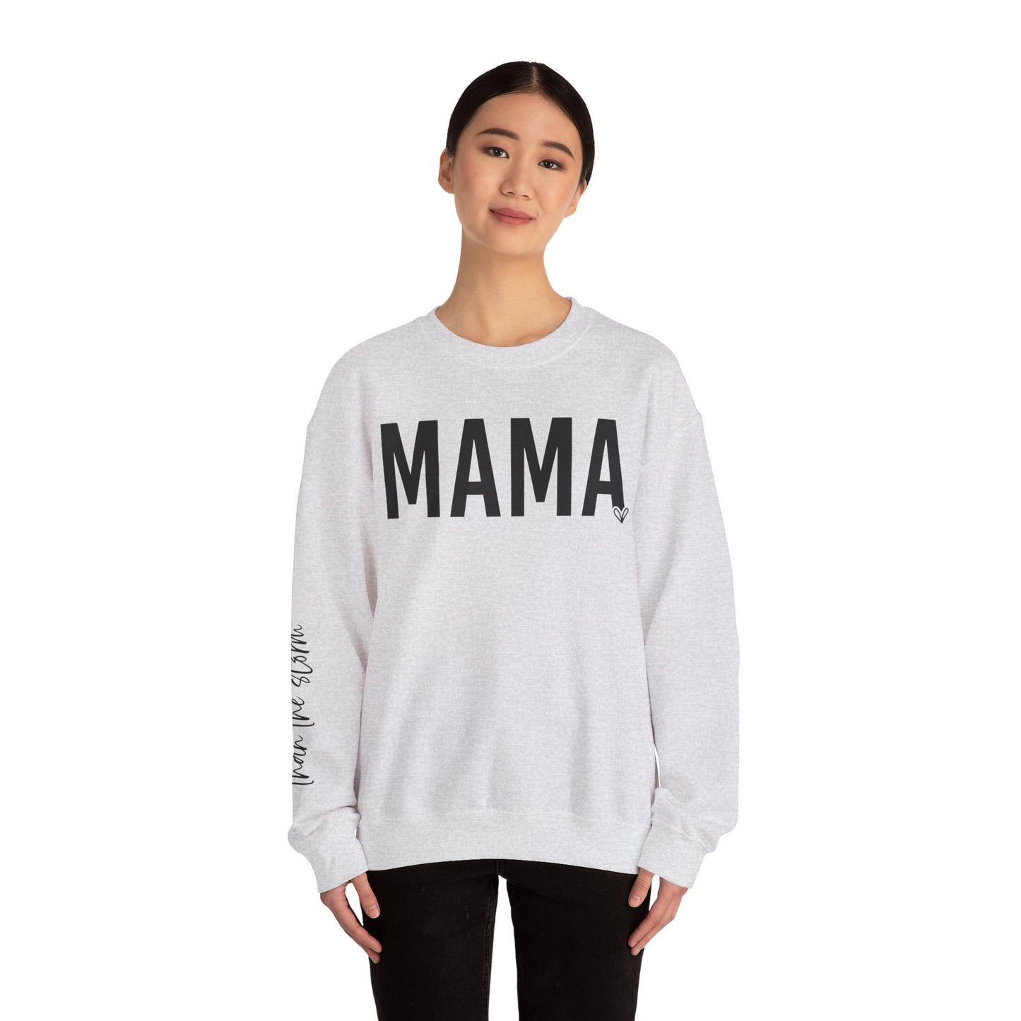 Mama Stronger Than The Storm Sleeve Heavy Blend™ Crewneck Sweatshirt