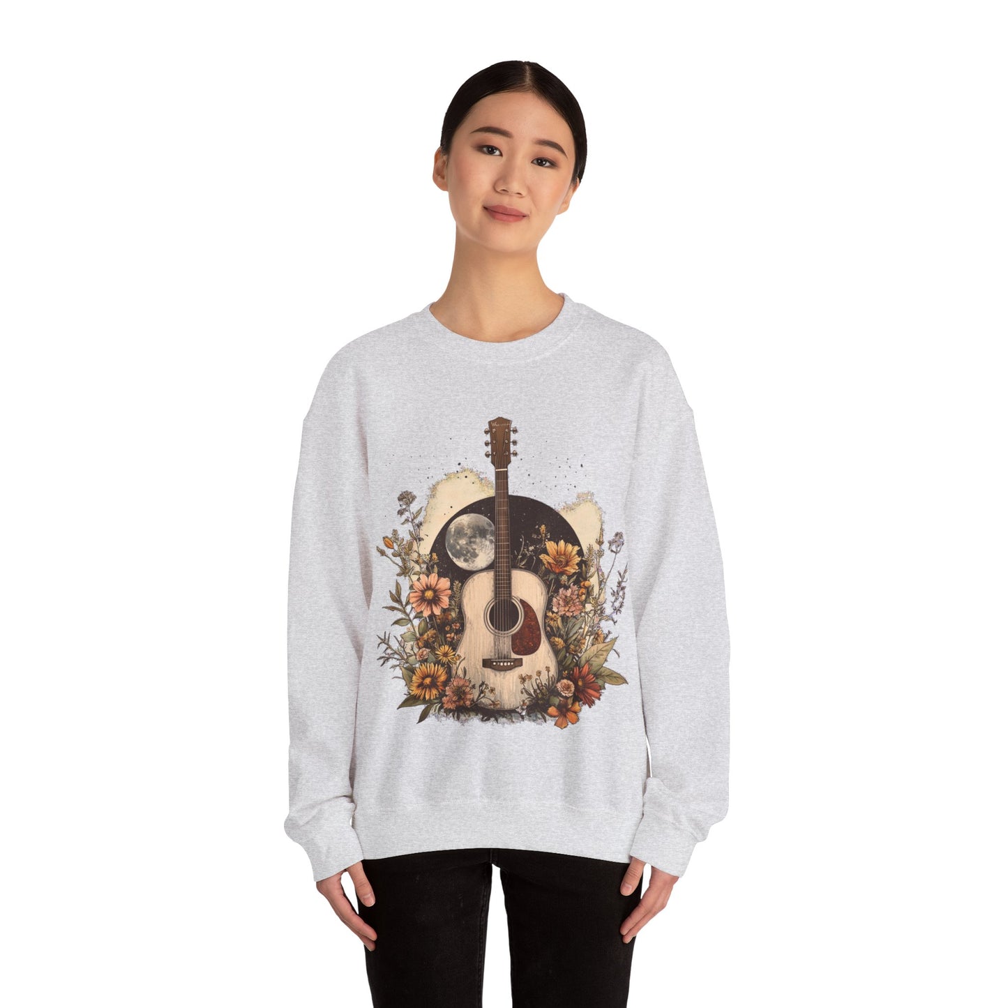 Moon and Guitar  Heavy Blend™ Crewneck Sweatshirt