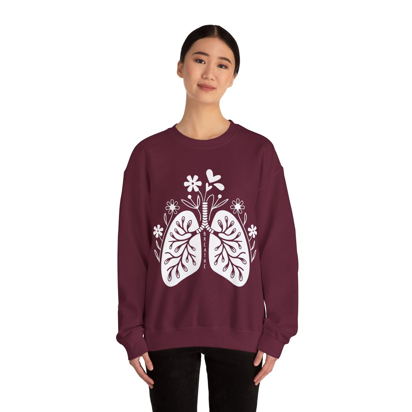 Breathe Floral Lungs Heavy Blend™ Crewneck Sweatshirt