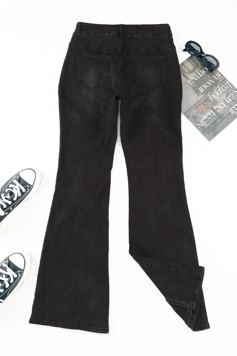 Blue Exposed Seam Split Flare Jeans