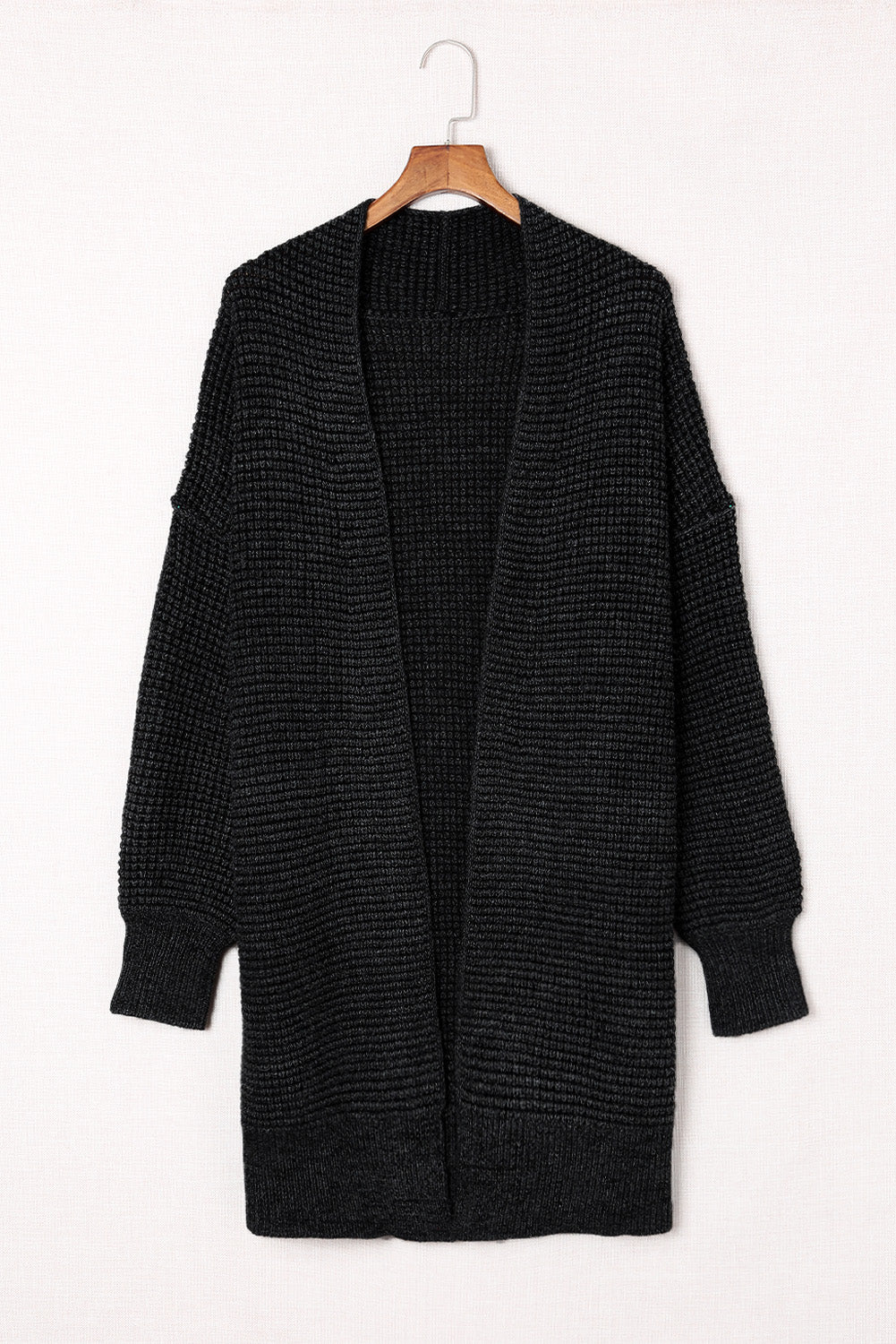 Apricot Chunky Waffle Knit Oversized Collar Cardigan