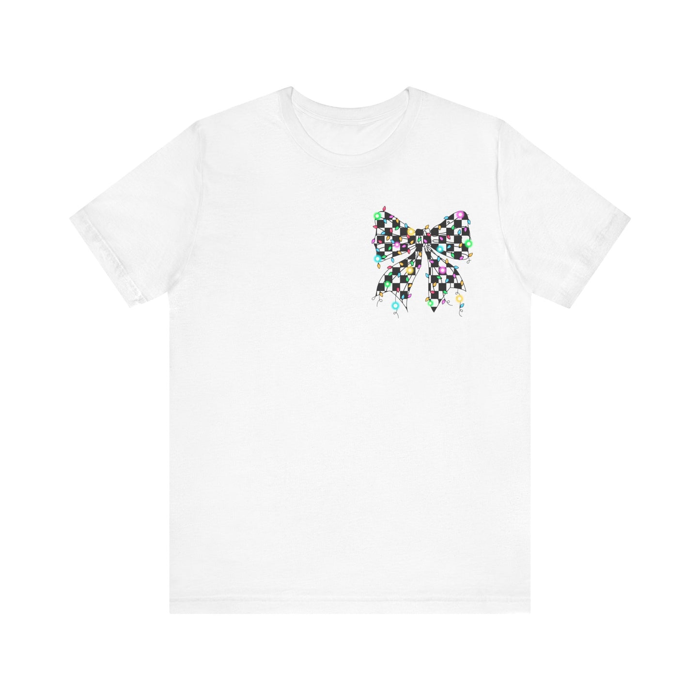 Checkered Lighted Bow Jersey Short Sleeve Tee