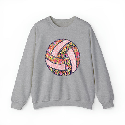 Floral Patchwork Volleyball Heavy Blend™ Crewneck Sweatshirt