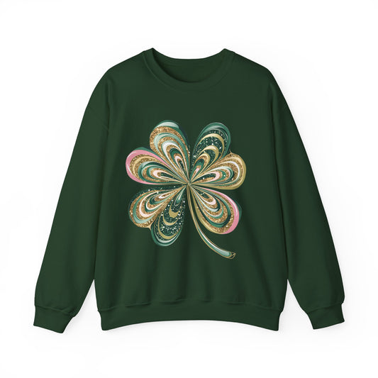 St Patricks Day Glitter Clover Heavy Blend™ Crewneck Sweatshirt