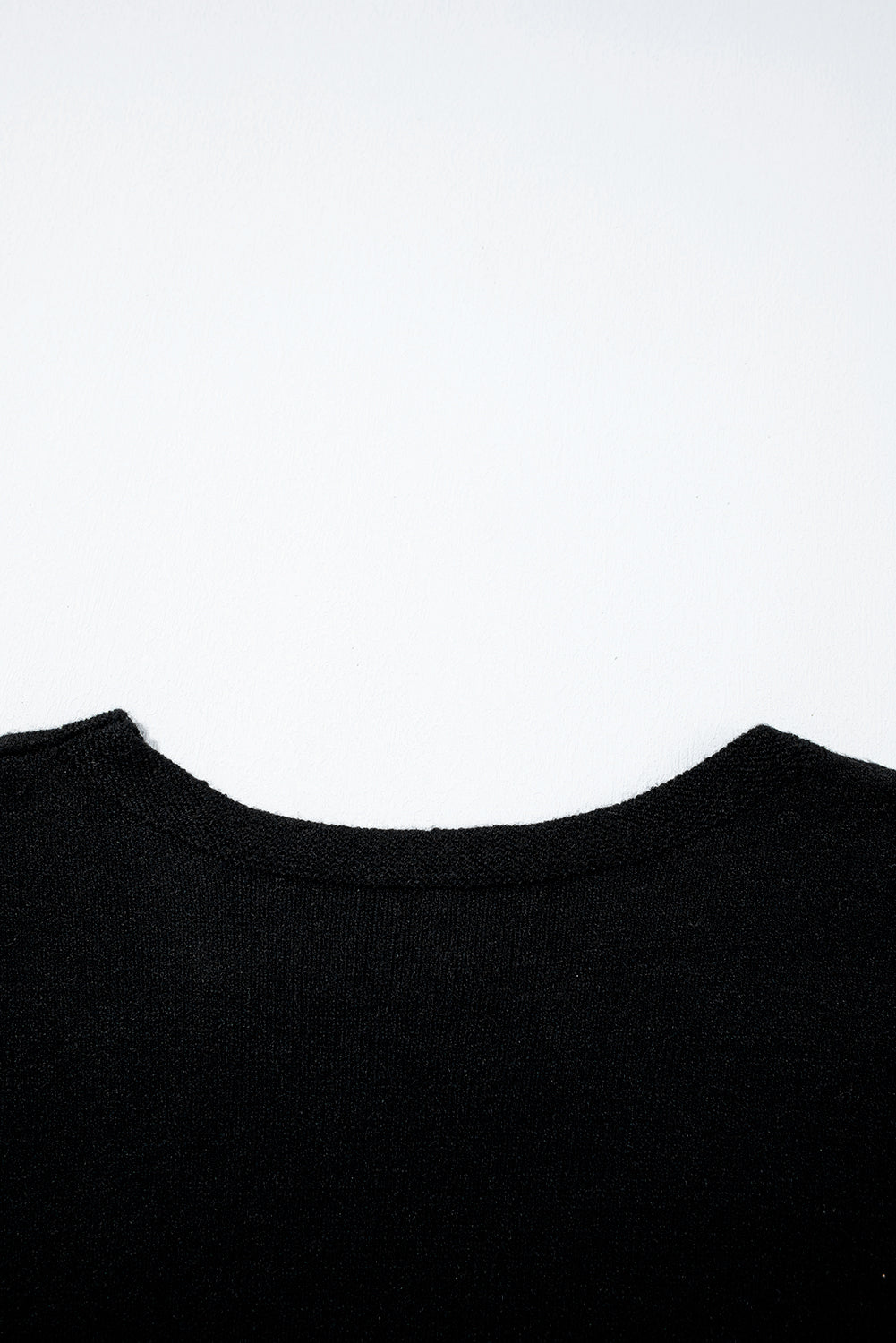 Black Bow Pattern Knit Short Sleeve Sweater