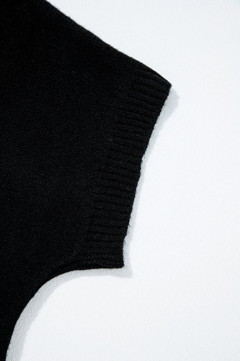 Black Bow Pattern Knit Short Sleeve Sweater