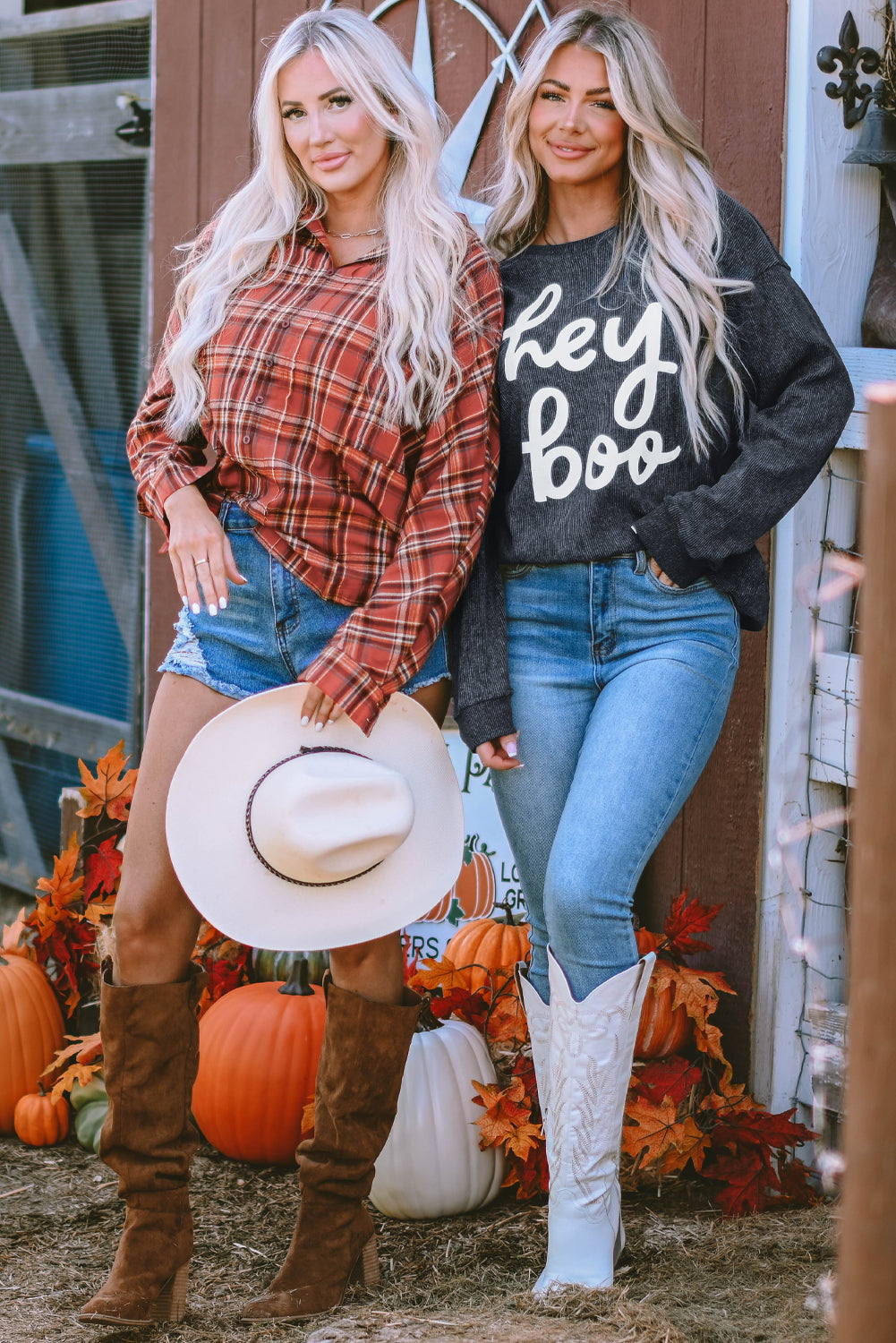Black Plus Size Corded Round Neck Sweatshirt