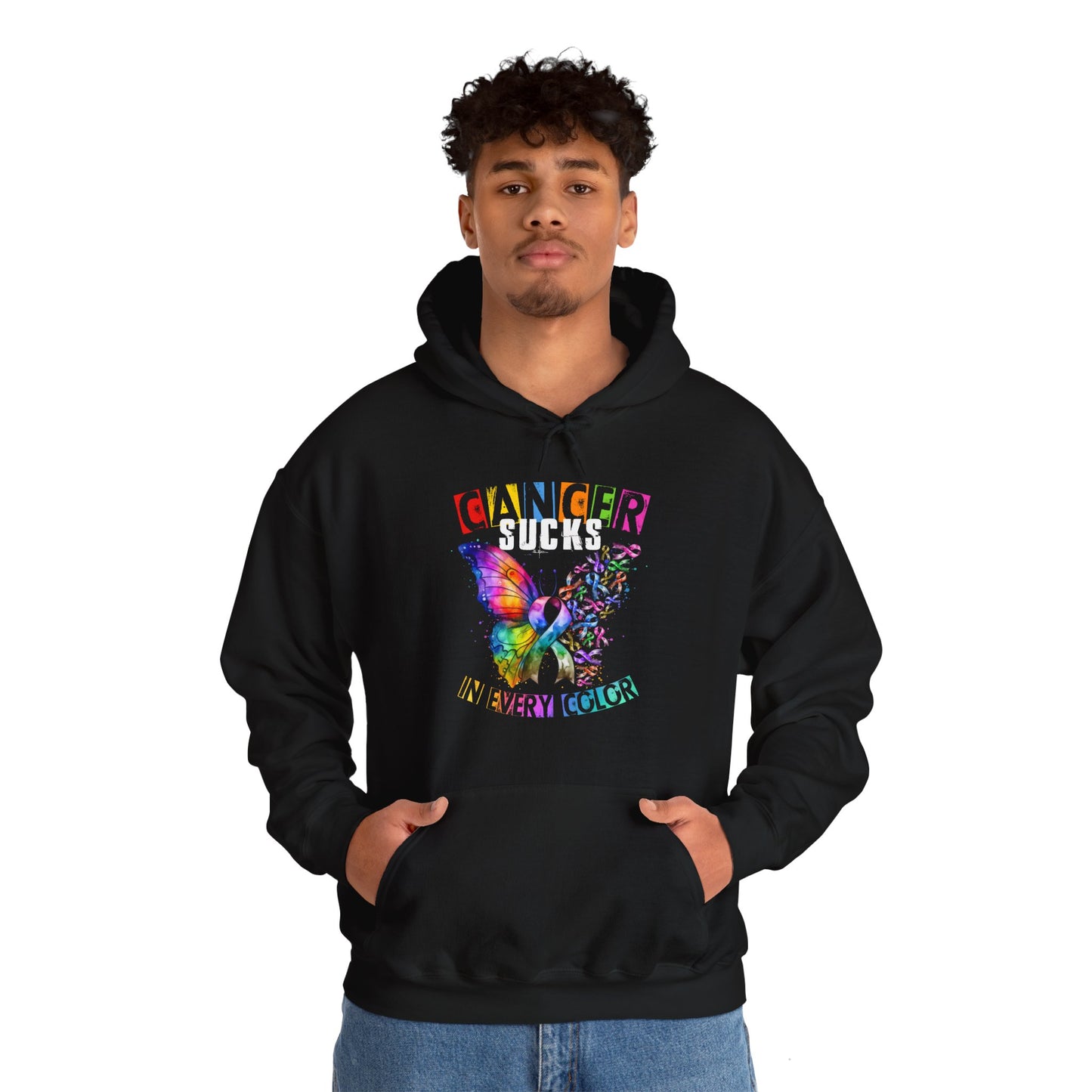 Cancer Sucks In All Colors Heavy Blend™ Hooded Sweatshirt