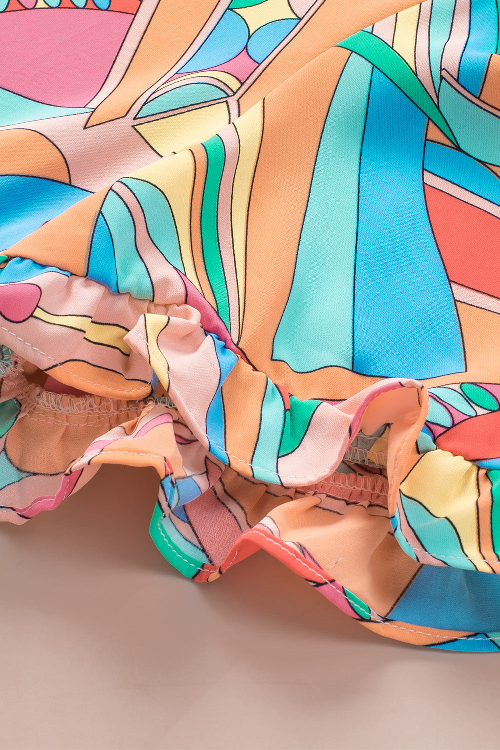 Multicolor Geometric Abstract Print Long Sleeve Shirt Dress