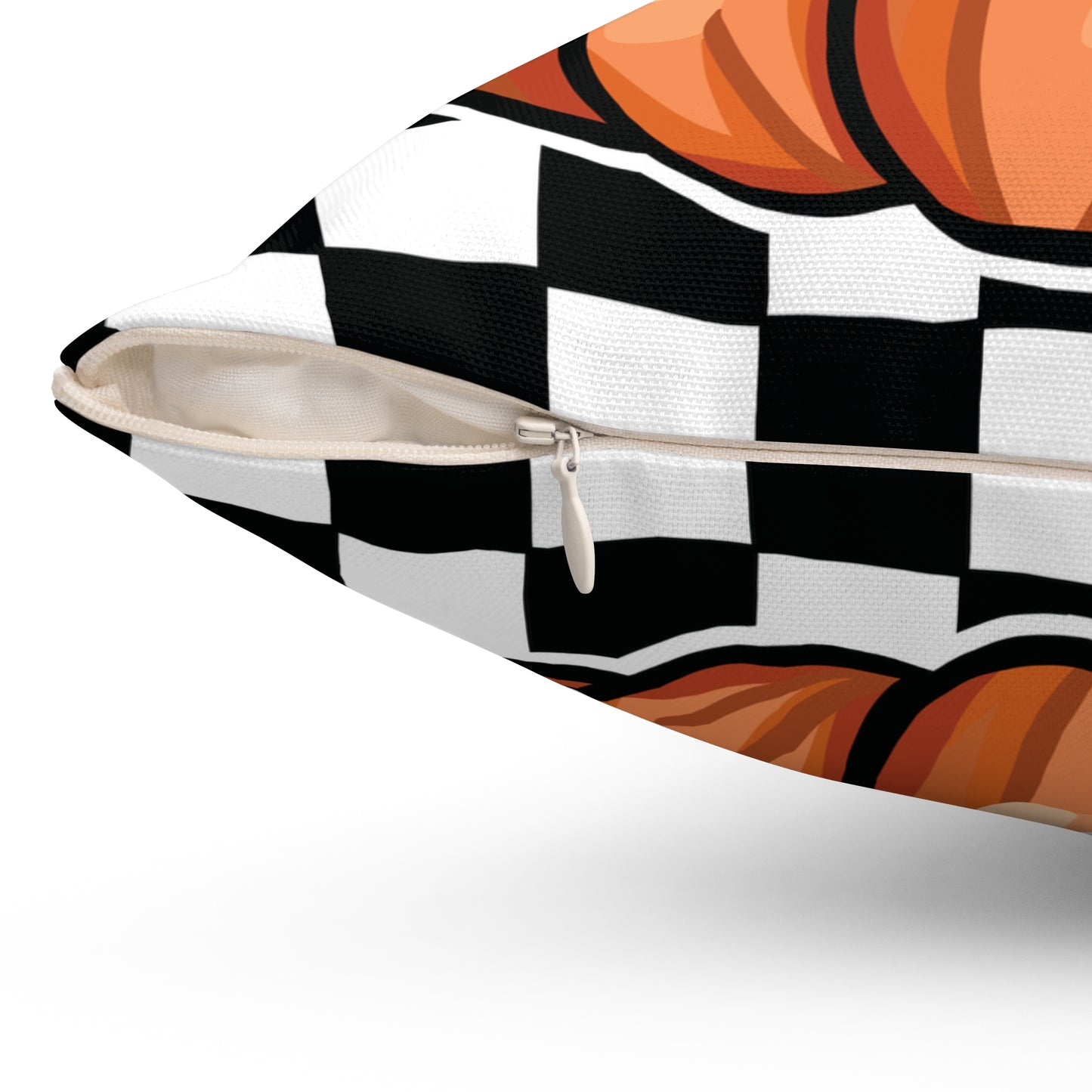 Checkered Pumpkin Spun Polyester Square Pillow