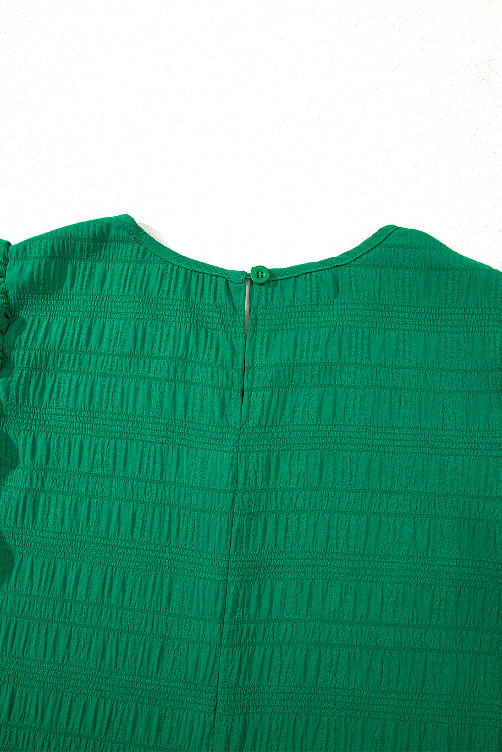 Dark Green Textured Flutter Sleeve Ruffled Mini Dress