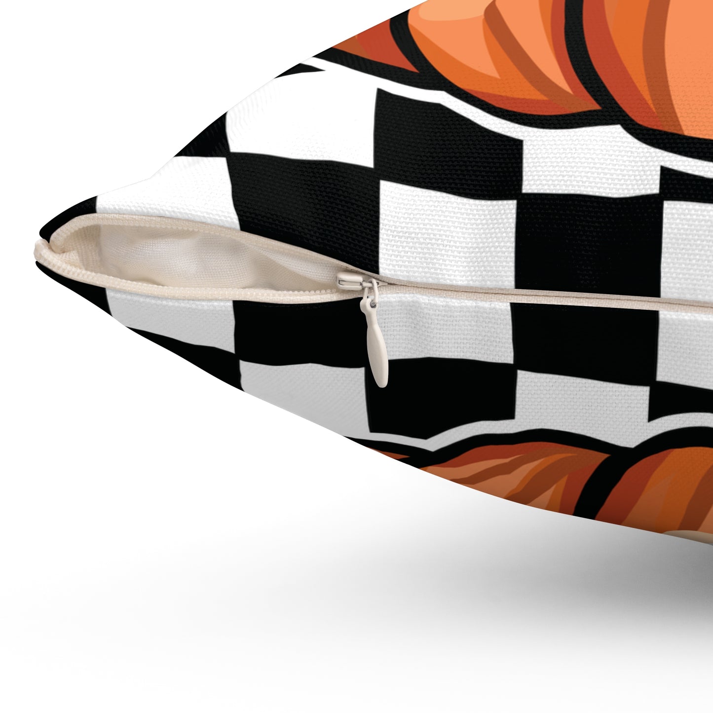 Checkered Pumpkin Spun Polyester Square Pillow